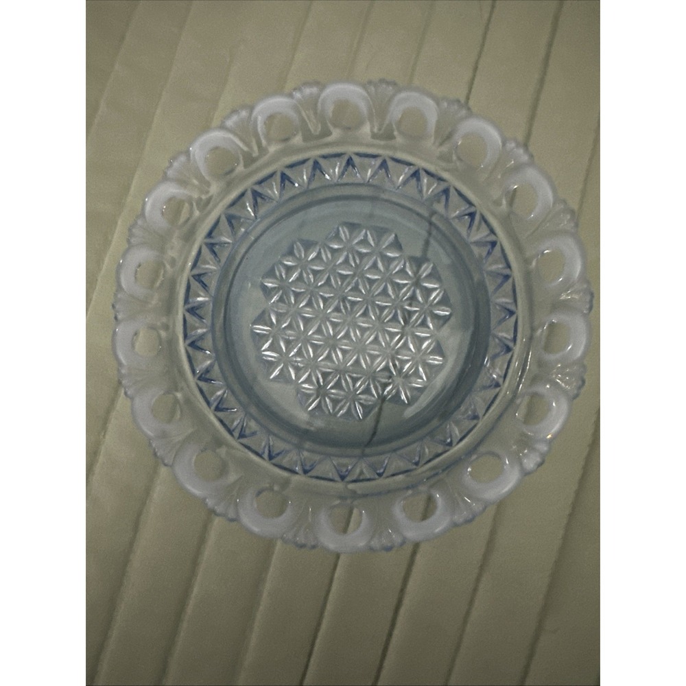 Vintage Imperial Glass Opalescent Lace‎ Edge Dish or Saucer, Katy